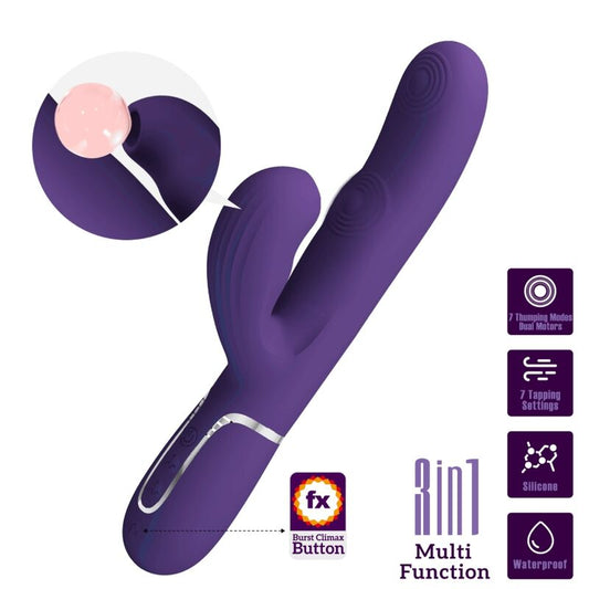 PRETTY LOVE PERLITA G SPOT VIBRATOR 3 IN 1 MULTIFUNCTION PURPLE