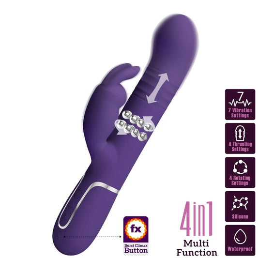 PRETTY LOVE COALE RABBIT VIBRATOR 4 IN 1 PURPLE