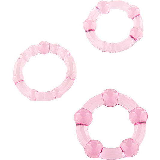 SEVEN CREATIONS SET OF THREE PINK PENIS RINGS