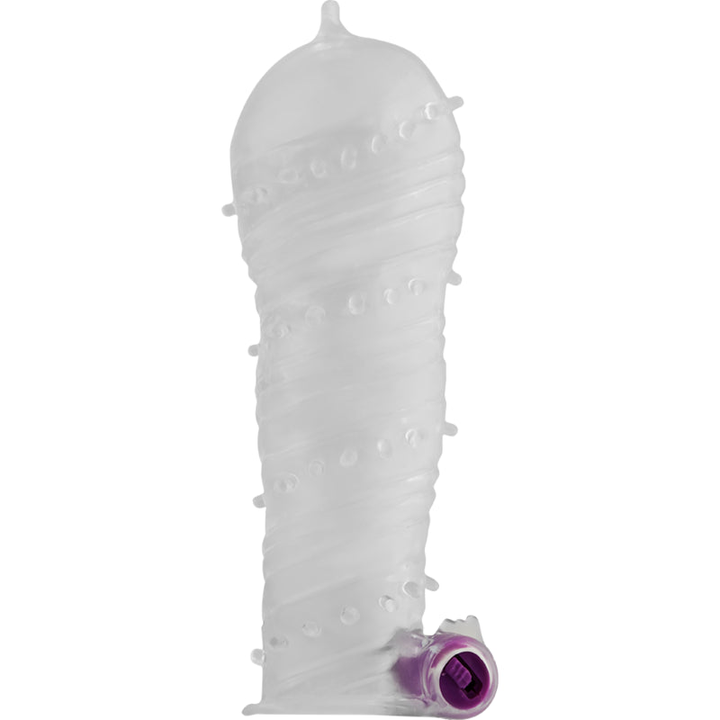 OHMAMA TEXTURED PENIS SHEATH WITH WIDE TIP VIBRATING BULLET