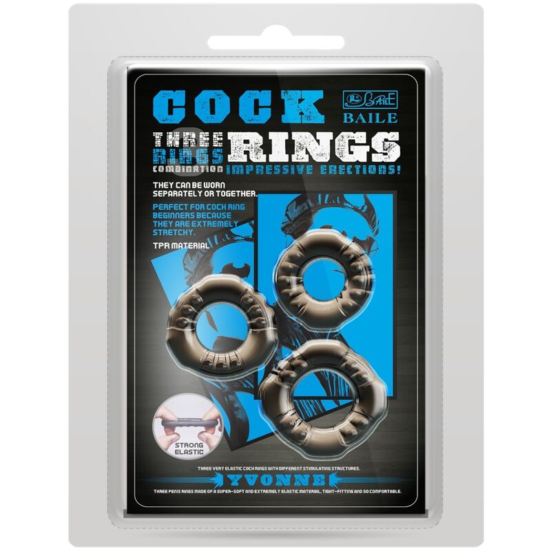 BAILE COCK RINGS YVONNE SET 3 PENIS RINGS