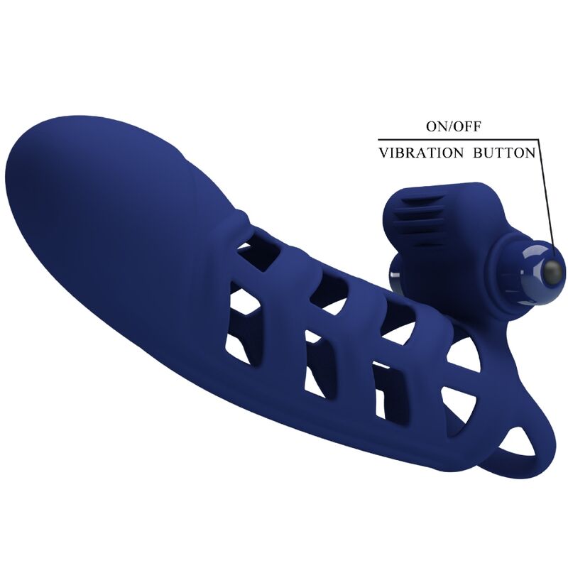 PRETTY LOVE ALTAF VIBRATOR RING WITH SILICONE SHEATH BLUE