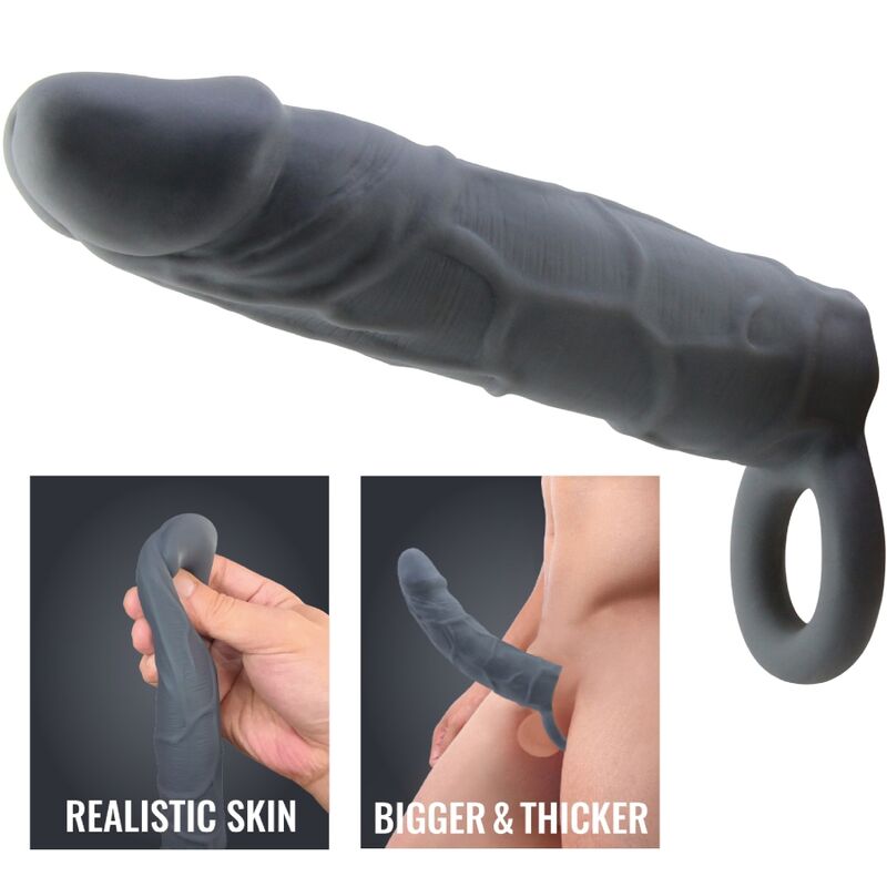 PRETTY LOVE REALISTIC SKIN PENIS SLEEVE DARK GREY