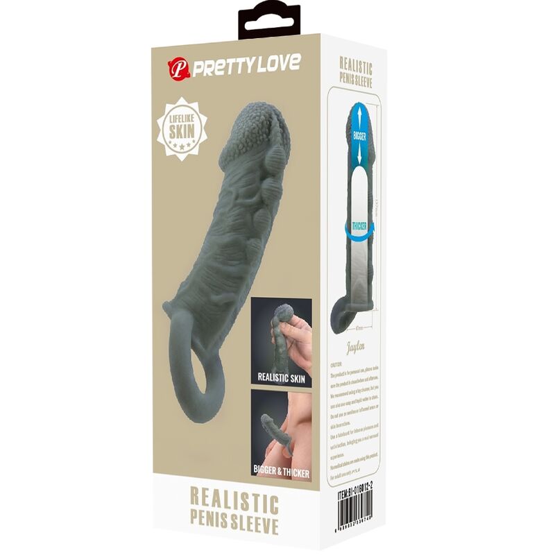 PRETTY LOVE REALISTIC PENIS ENLARGER AND DELAY SLEEVE GREY