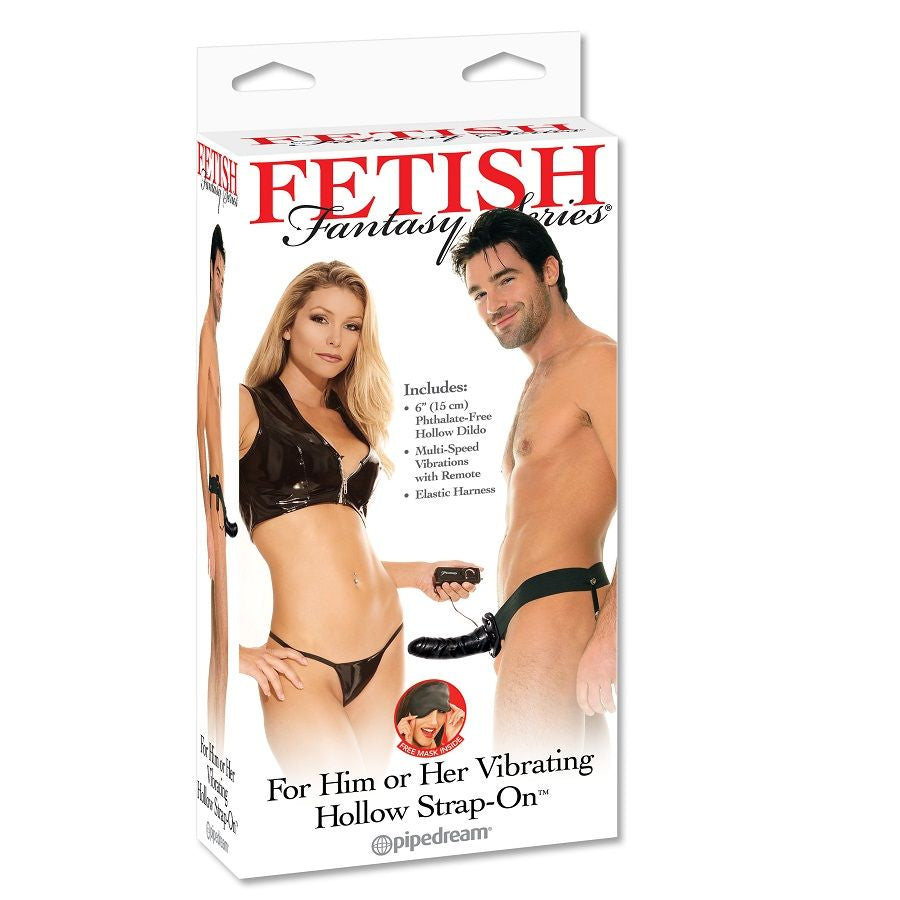 FETISH FANTASY SERIES VIBRATING HOLLOW STRAP ON FOR HER OR HIM BLACK