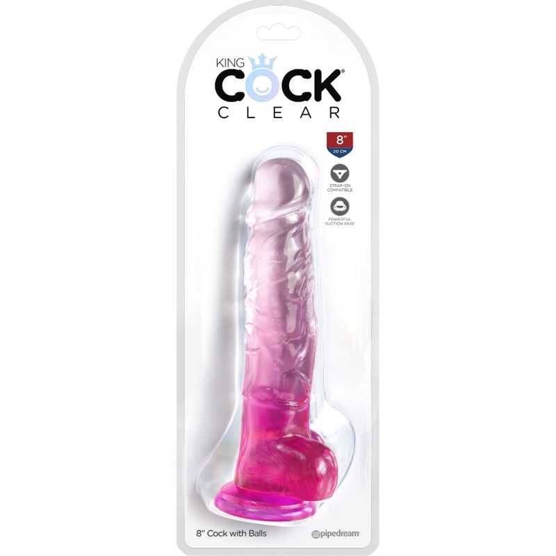 KING COCK CLEAR REALISTIC PENIS WITH BALLS 165 CM PINK