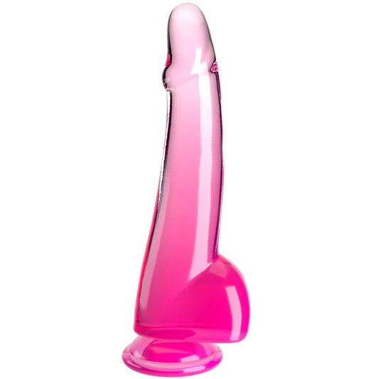 KING COCK CLEAR DILDO WITH TESTICLES 19 CM PINK