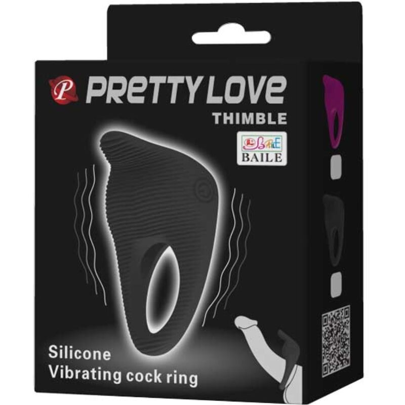 PRETTY LOVE THIMBLE VIBRATOR RING BLACK