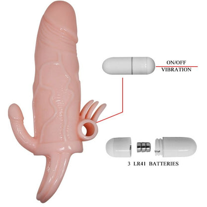 BAILE BRAVE MAN PENIS COVER WITH CLIT AND ANAL STIMULATION FLESH 165 CM