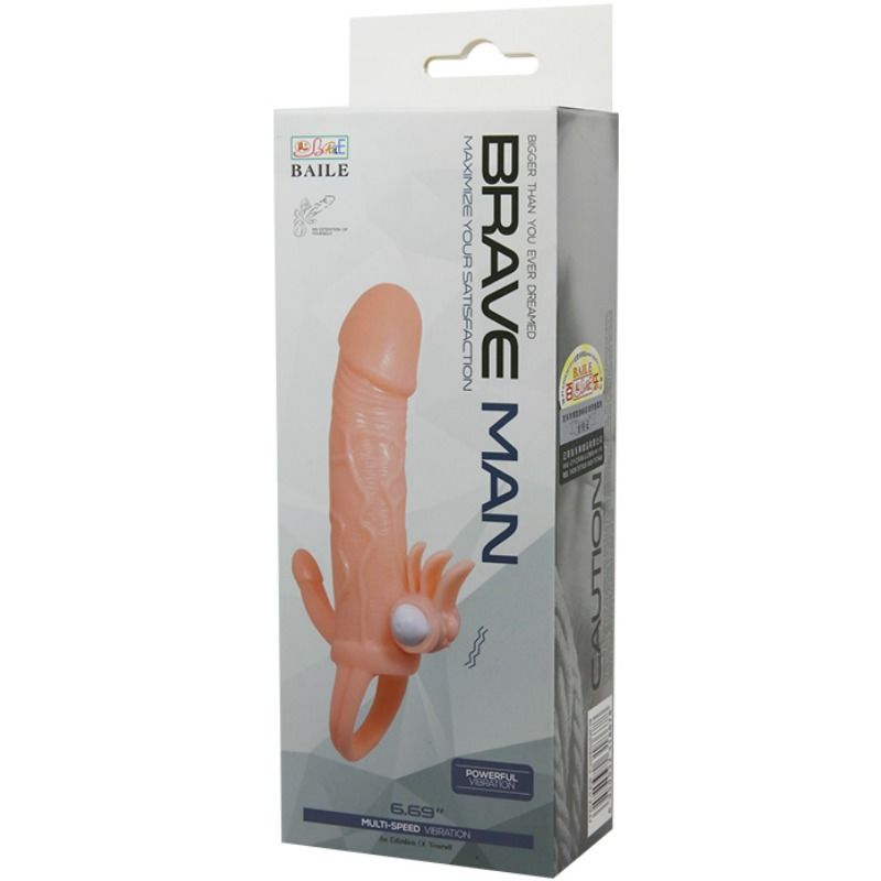 BAILE BRAVE MAN PENIS COVER WITH CLIT AND ANAL STIMULATION FLESH 165 CM