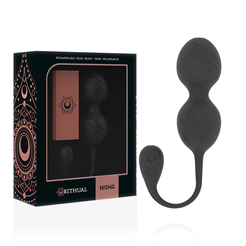 RITHUAL NISHA RECHARGEABLE VIBRATING KEGEL BALLS BLACK