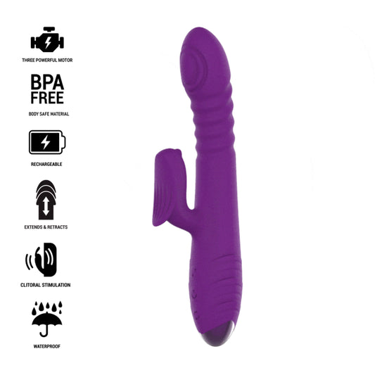 INTENSE IGGY MULTIFUNCTION RECHARGEABLE VIBRATOR UP DOWN WITH CLITORAL STIMULATOR PURPLE