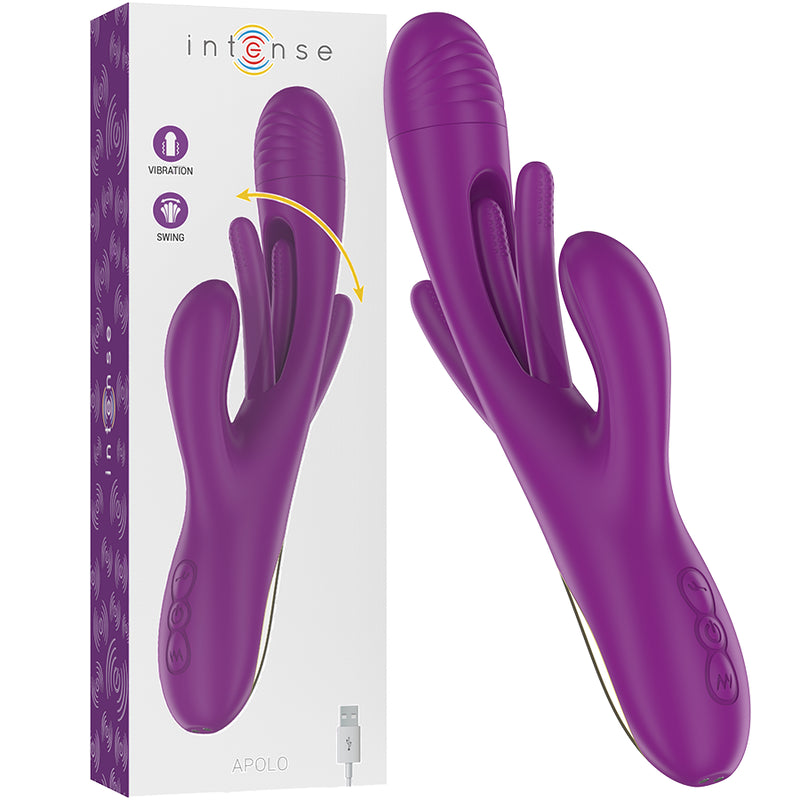 INTENSE APOLO RECHARGEABLE MULTIFUNCTION VIBRATOR 7 VIBRATIONS WITH SWINGING MOTION PURPLE