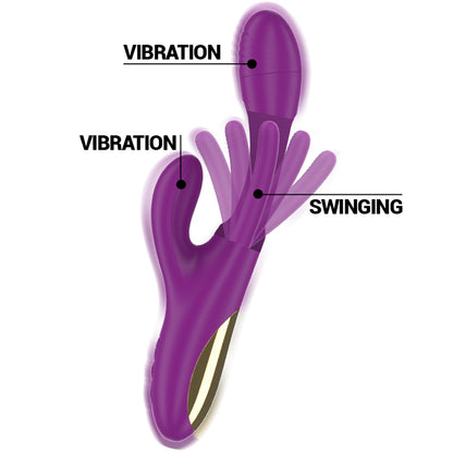 INTENSE APOLO RECHARGEABLE MULTIFUNCTION VIBRATOR 7 VIBRATIONS WITH SWINGING MOTION PURPLE