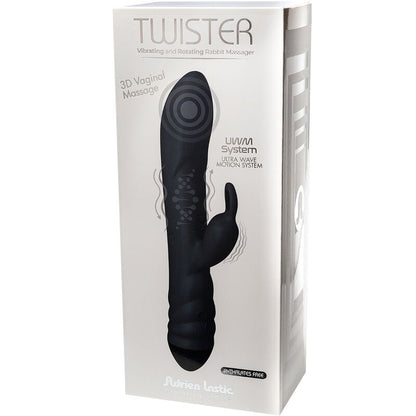 ADRIEN LASTIC TWISTER VIBRATOR AND ROTATOR MASSAGER RABBIT BLACK