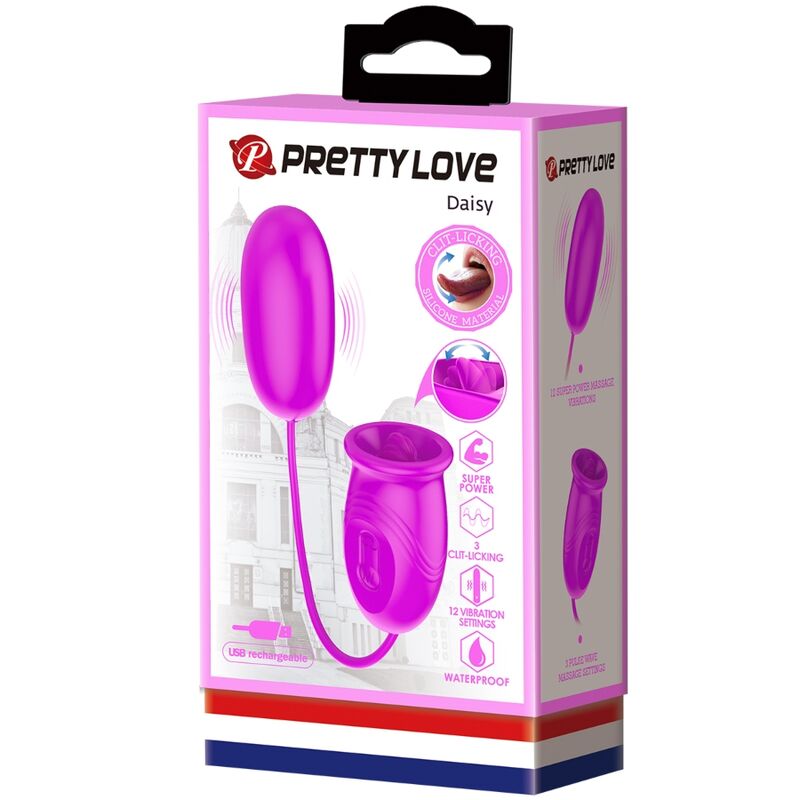 PRETTY LOVE DAISY DUAL EGG RECHARGEABLE VIBRATOR PURPLE