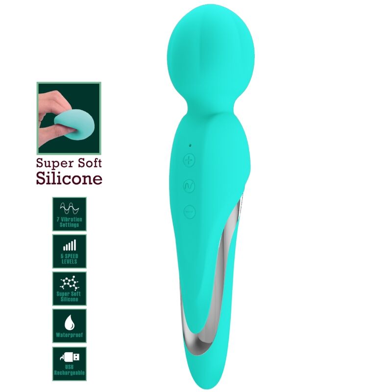 PRETTY LOVE WALTER VIBRATOR WAND AQUA GREEN