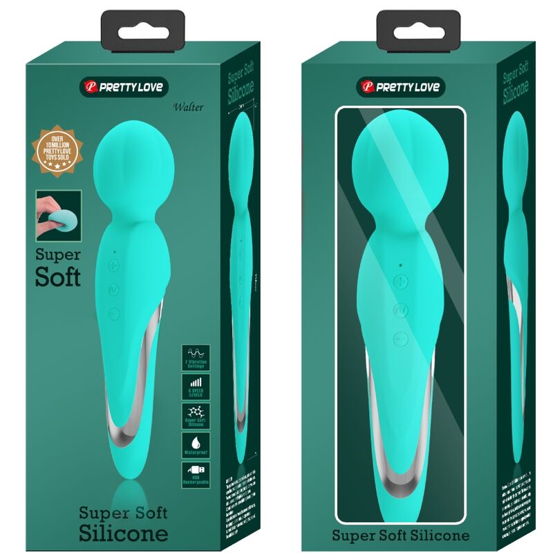 PRETTY LOVE WALTER VIBRATOR WAND AQUA GREEN