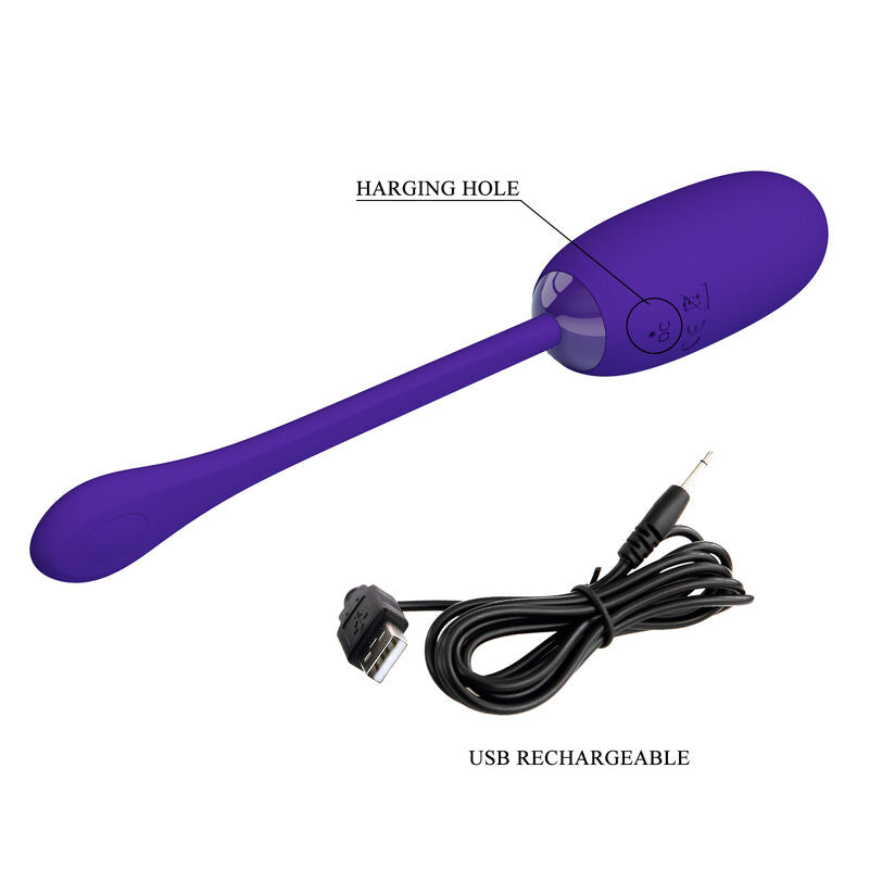 PRETTY LOVE JULIUS WATERPROOF RECHARGEABLE VIBRATING EGG PURPLE