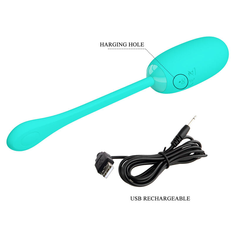 PRETTY LOVE JULIUS WATERPROOF RECHARGEABLE VIBRATING EGG AQUA GREEN