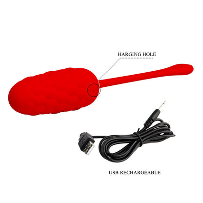 PRETTY LOVE VIBRATING EGG WITH RED RECHARGEABLE MARINE TEXTURE