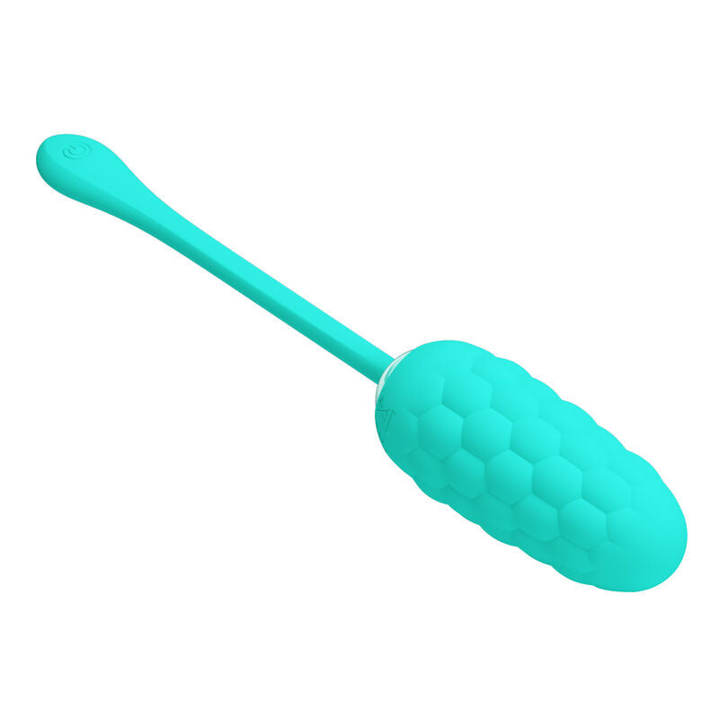 PRETTY LOVE VIBRATING EGG WITH AQUA GREEN RECHARGEABLE MARINE TEXTURE