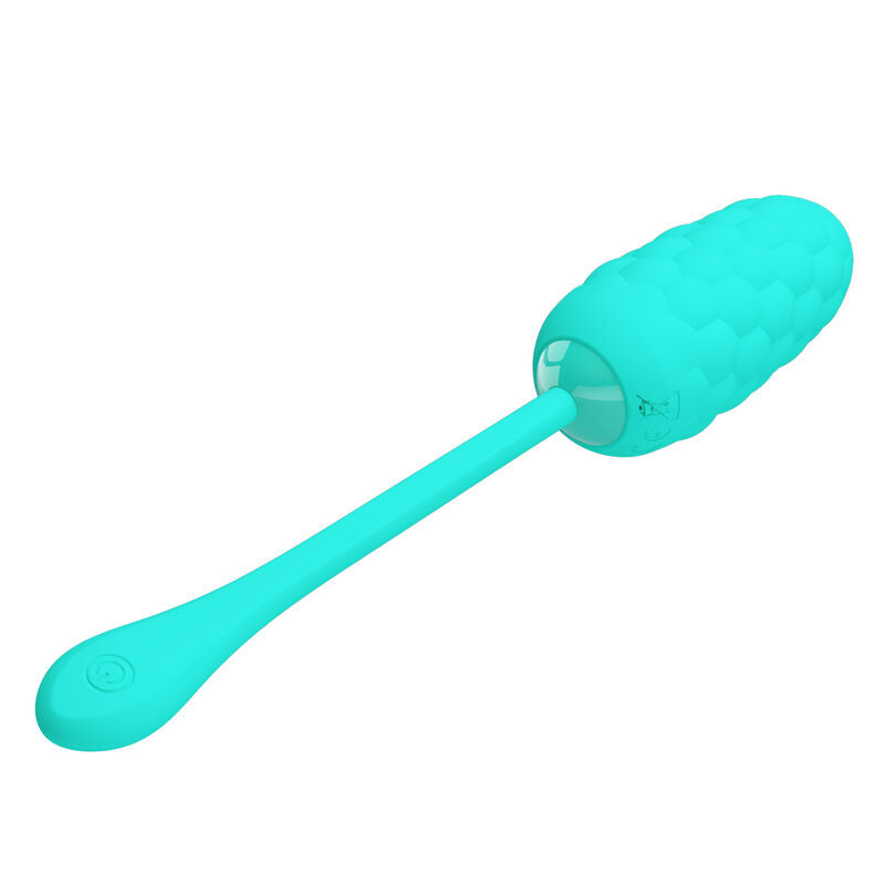 PRETTY LOVE VIBRATING EGG WITH AQUA GREEN RECHARGEABLE MARINE TEXTURE