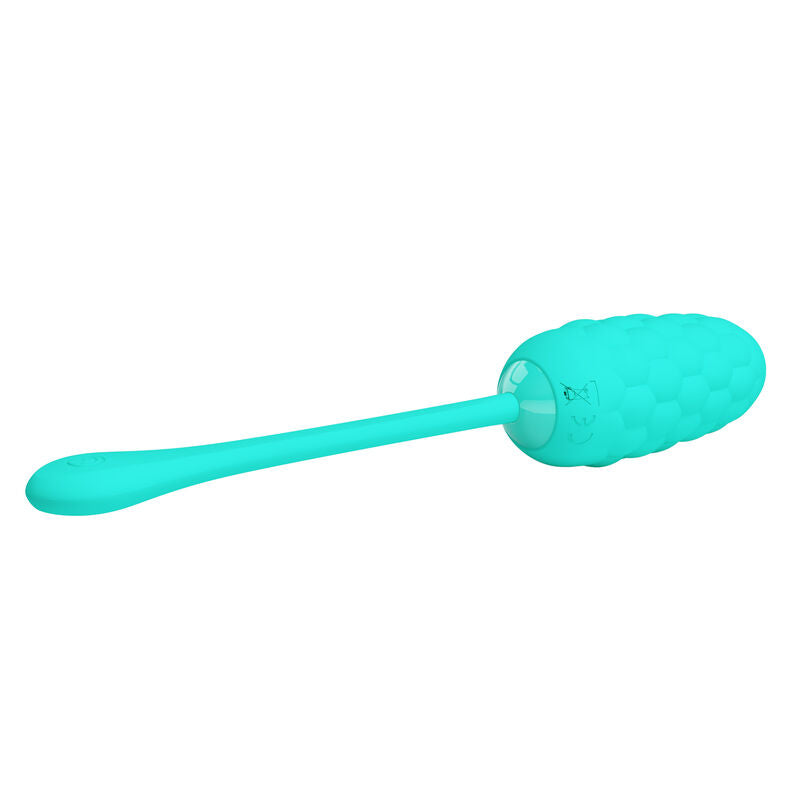 PRETTY LOVE VIBRATING EGG WITH AQUA GREEN RECHARGEABLE MARINE TEXTURE