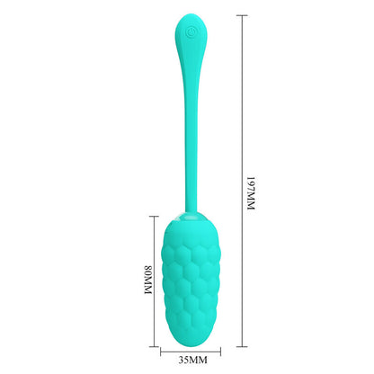 PRETTY LOVE VIBRATING EGG WITH AQUA GREEN RECHARGEABLE MARINE TEXTURE