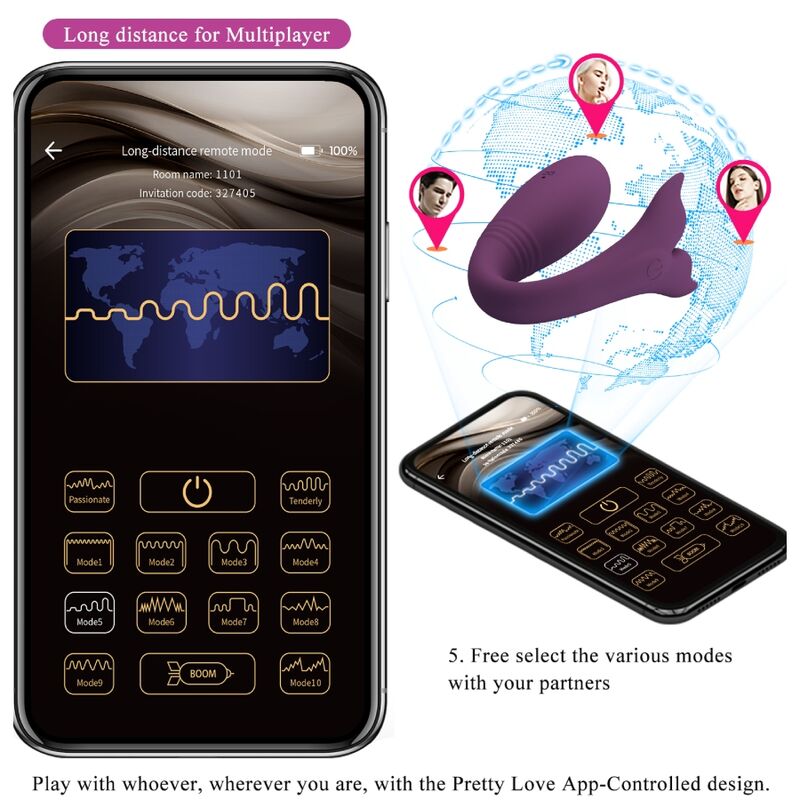 PRETTY LOVE JAYLEEN VIBRATOR APP REMOTE CONTROL PURPLE