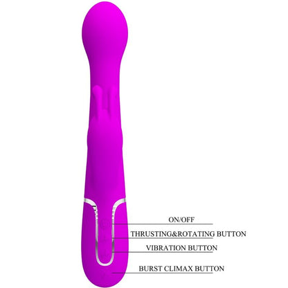 PRETTY LOVE DEJON RABBIT VIBRATOR 3 IN 1 MULTIFUNCTION VIOLET