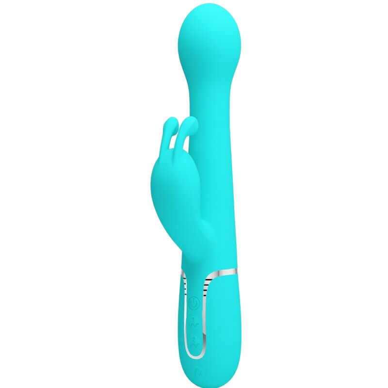 PRETTY LOVE DEJON RABBIT VIBRATOR 3 IN 1 MULTIFUNCTION AQUA GREEN