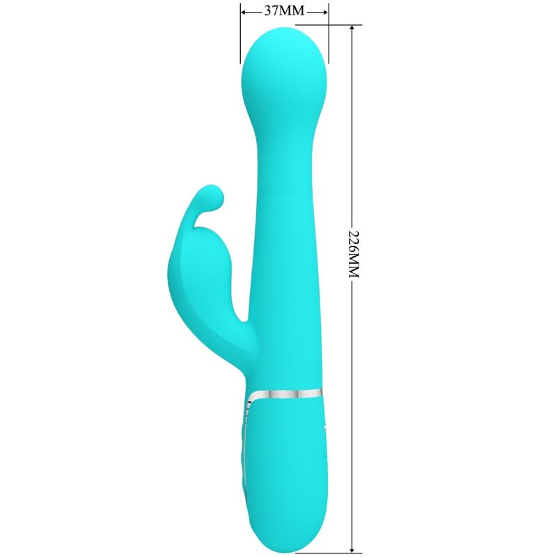 PRETTY LOVE DEJON RABBIT VIBRATOR 3 IN 1 MULTIFUNCTION AQUA GREEN