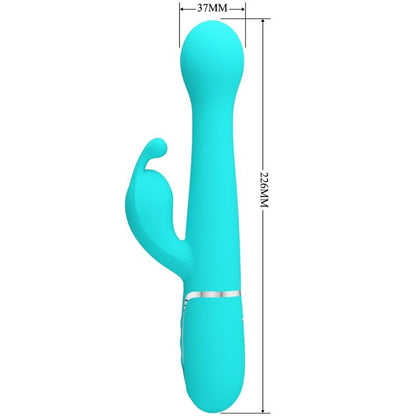 PRETTY LOVE DEJON RABBIT VIBRATOR 3 IN 1 MULTIFUNCTION AQUA GREEN