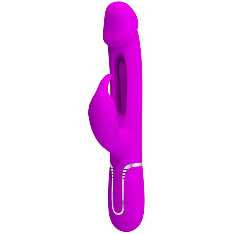 PRETTY LOVE KAMPAS RABBIT 3 IN 1 MULTIFUNCTION VIBRATOR WITH TONGUE FUCHSIA