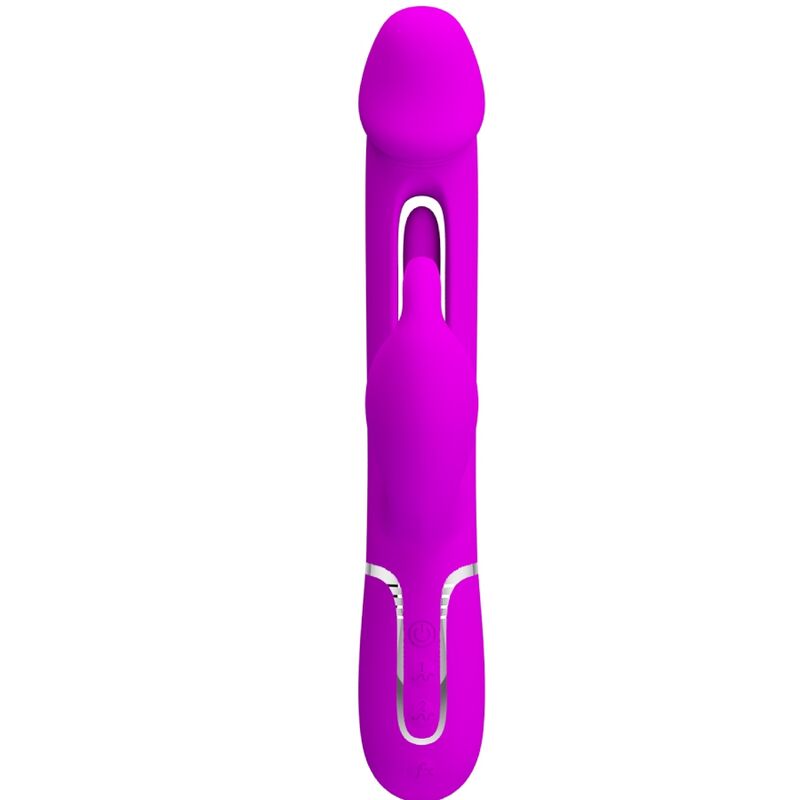 PRETTY LOVE KAMPAS RABBIT 3 IN 1 MULTIFUNCTION VIBRATOR WITH TONGUE FUCHSIA