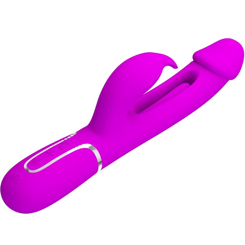 PRETTY LOVE KAMPAS RABBIT 3 IN 1 MULTIFUNCTION VIBRATOR WITH TONGUE FUCHSIA