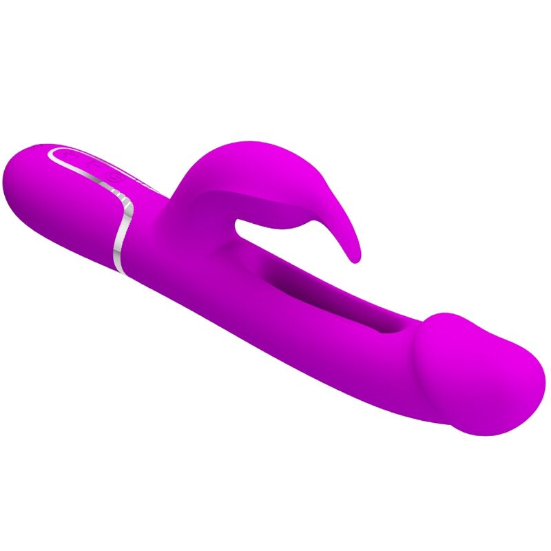 PRETTY LOVE KAMPAS RABBIT 3 IN 1 MULTIFUNCTION VIBRATOR WITH TONGUE FUCHSIA