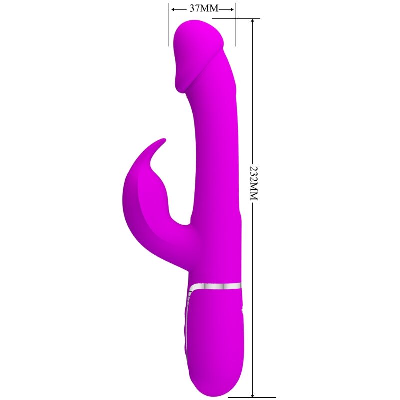 PRETTY LOVE KAMPAS RABBIT 3 IN 1 MULTIFUNCTION VIBRATOR WITH TONGUE FUCHSIA