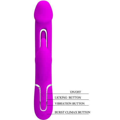 PRETTY LOVE KAMPAS RABBIT 3 IN 1 MULTIFUNCTION VIBRATOR WITH TONGUE FUCHSIA