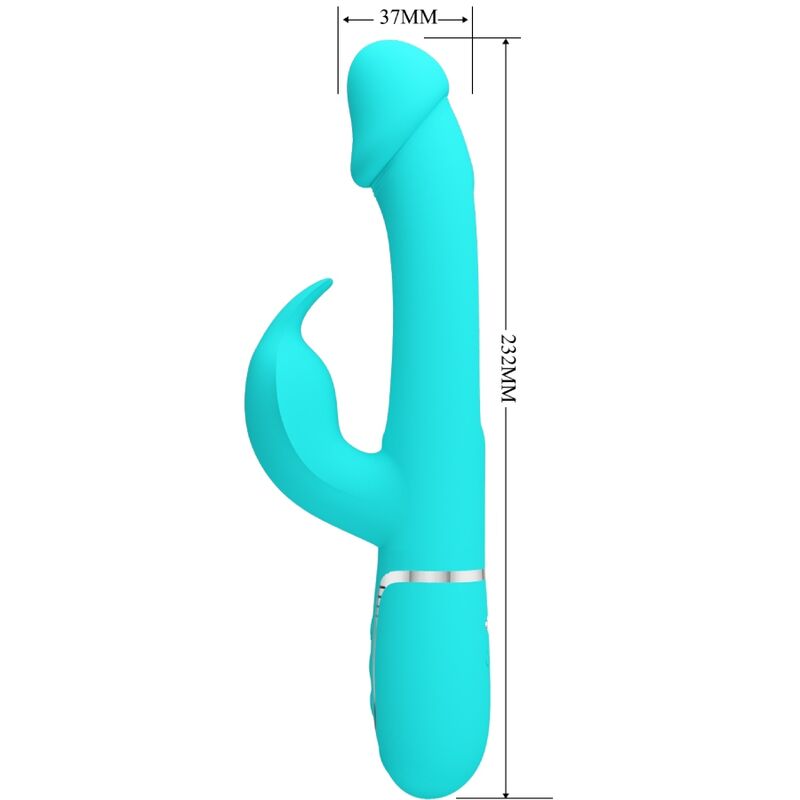 PRETTY LOVE KAMPAS RABBIT 3 IN 1 MULTIFUNCTION VIBRATOR WITH TONGUE AQUA GREEN