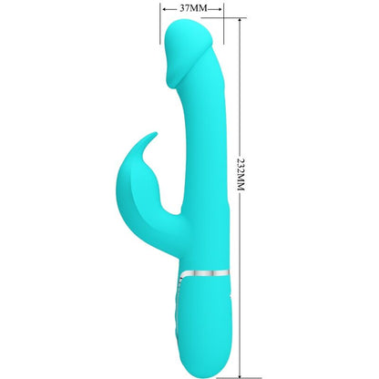 PRETTY LOVE KAMPAS RABBIT 3 IN 1 MULTIFUNCTION VIBRATOR WITH TONGUE AQUA GREEN