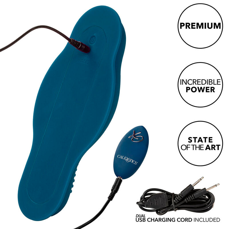 CALEXOTICS RIDER MASSAGER DOUBLE MOTOR REMOTE CONTROL BLUE