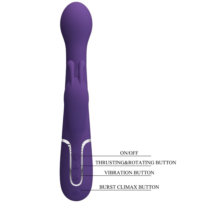 PRETTY LOVE DEJON RABBIT VIBRATOR 3 IN 1 MULTIFUNCTION PURPLE