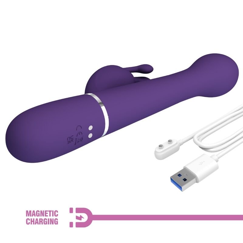 PRETTY LOVE DEJON RABBIT VIBRATOR 3 IN 1 MULTIFUNCTION PURPLE