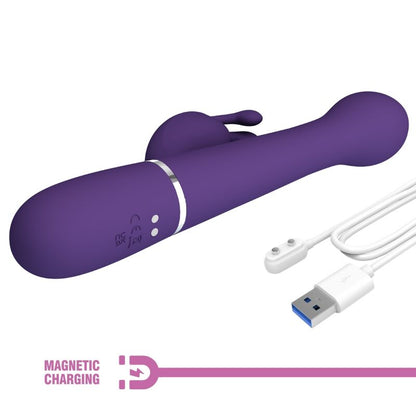 PRETTY LOVE DEJON RABBIT VIBRATOR 3 IN 1 MULTIFUNCTION PURPLE