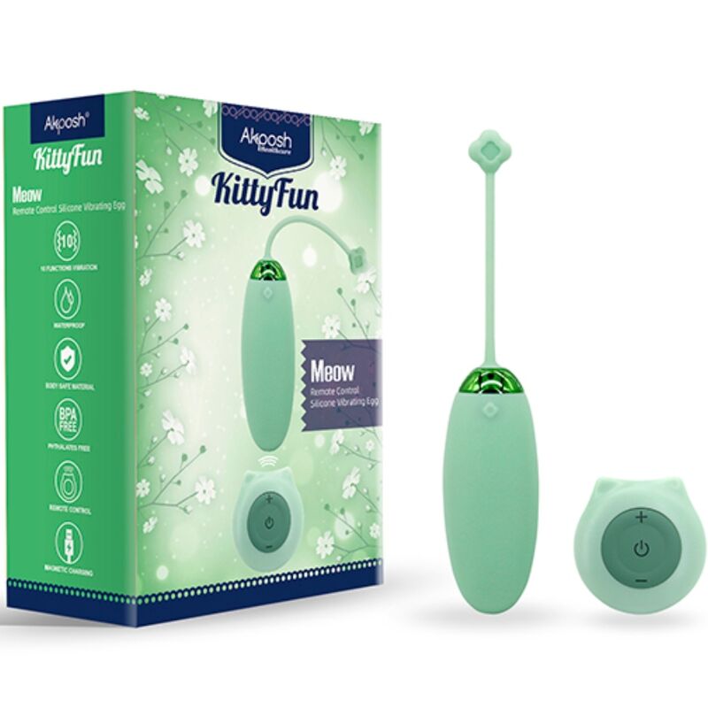 ARMONY KITTY FUN EGG VIBRATOR REMOTE CONTROL 10 VIBRATIONS GREEN