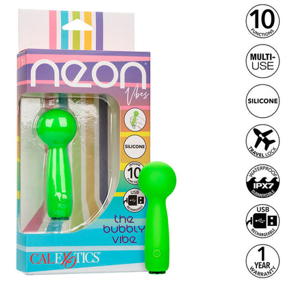 CALEXOTICS NEON VIBES THE BUBBLY VIBE MINI MASSAGER 10 VIBRATIONS GREEN