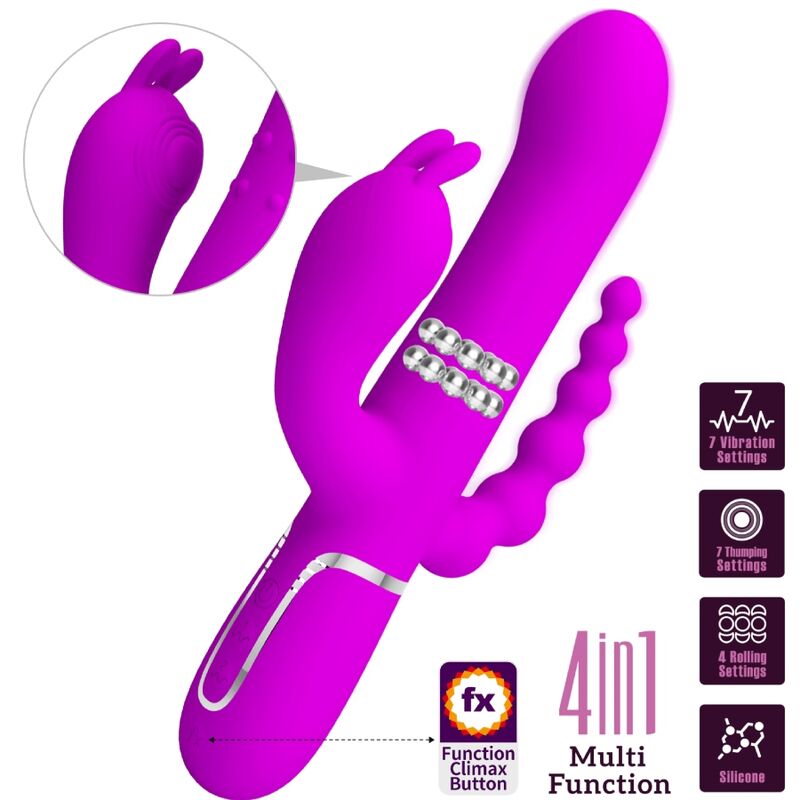 PRETTY LOVE CAMMY TRIPLE VIBRATOR MULTIFUNCTION 4 IN 1 PINK