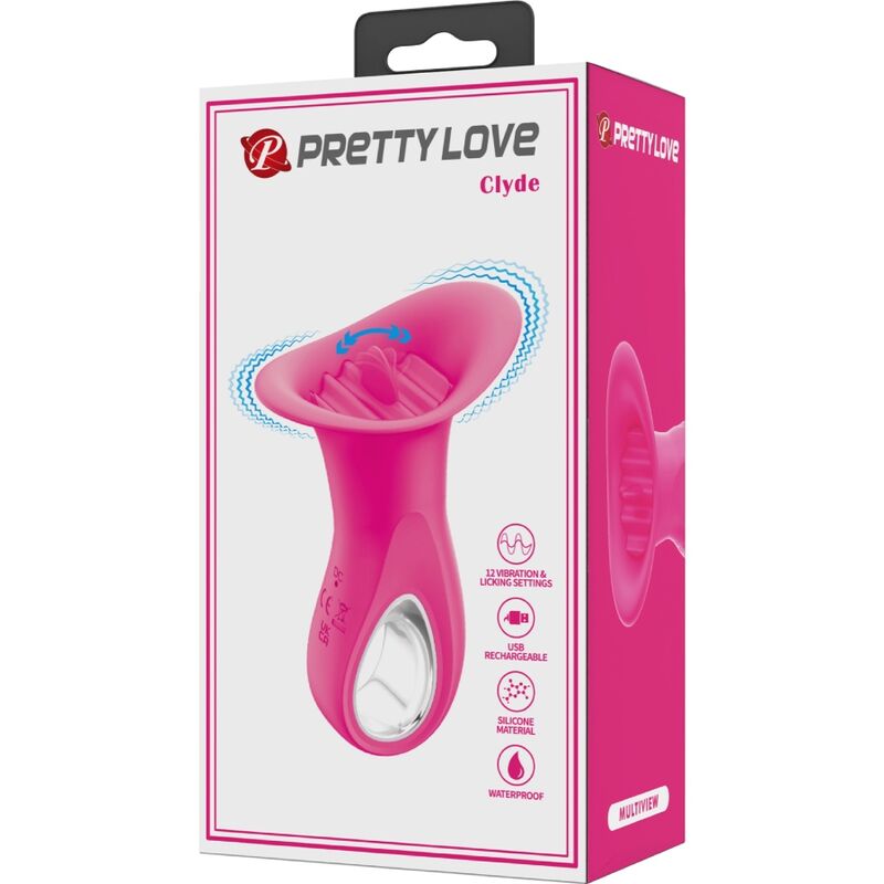 PRETTY LOVE CLYDE ORAL VIBRATOR VIBRATING TONGUE 12 VIBRATIONS PINK